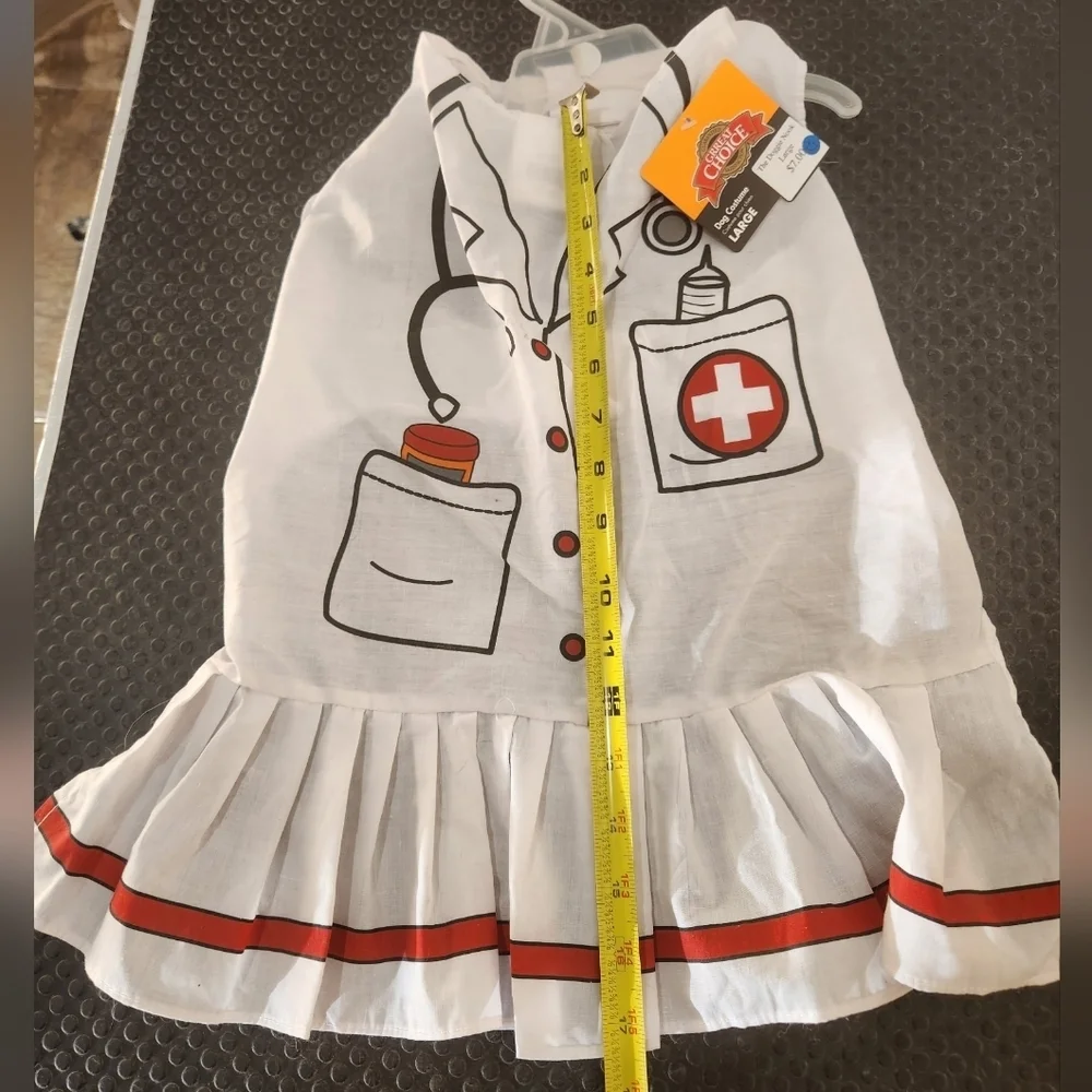 White and Red Dog Pet Doctor/Nurse Costume